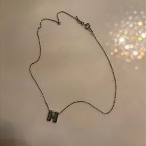TRIFARI INITIAL NECKLACE LETTER H silver TONE 15"